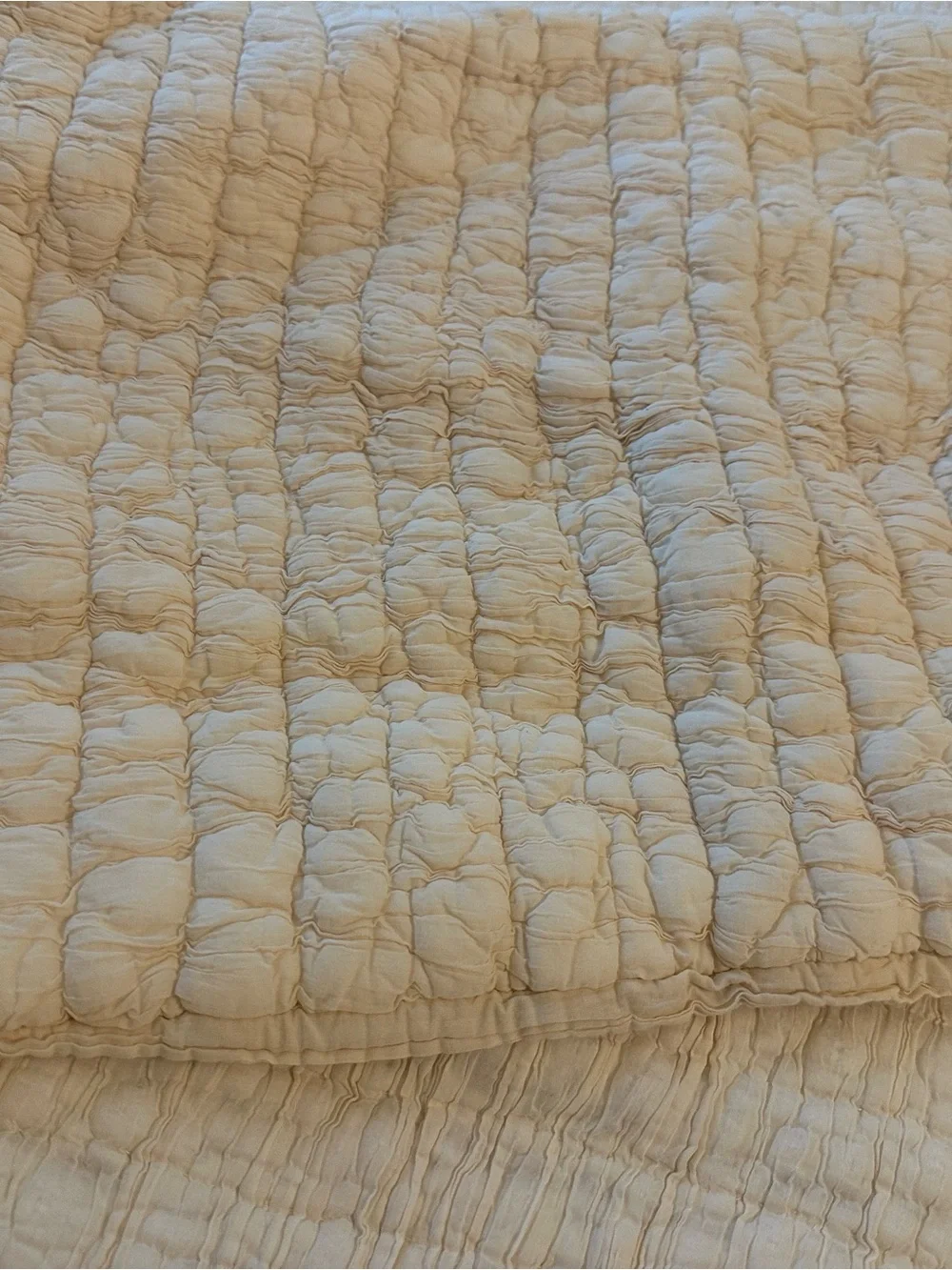 Pottery Barn Cream Quilted Coverlet and matching shams